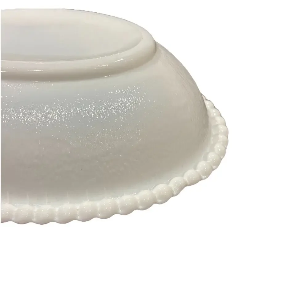 Vintage Indiana White Milk Glass Hen on Nest Beaded Rim Stippled Base 7